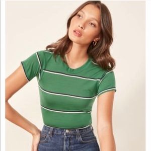 Reformation green striped tee, like new!💚